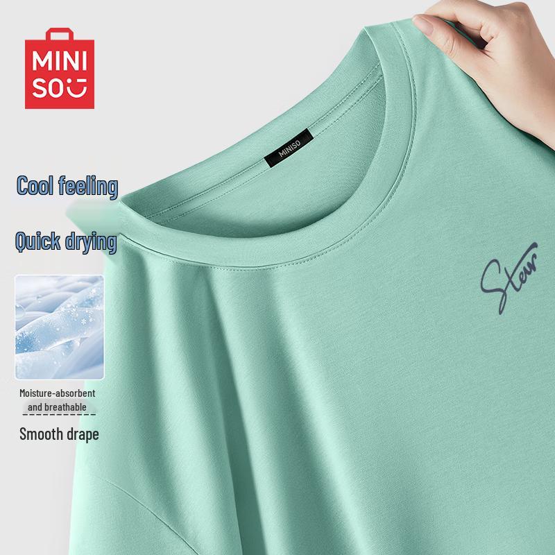 MINISO Men s Ice Silk Quick-Dry Round Neck T-Shirt L