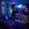 Fluorescent Tapestry UV Fluorescent  Psychedelic Mushroom Wall Hung Hippie Decorative Room Aesthetics