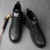 Fashion Luxury Leather Mens Boots 2025 Trend Lace-up Round Toe Boots High Quality Original Design Thick Bottom Comfortable Mens Shoes