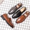 Leather Shoes Men's Four Seasons One Pedal Retro British Foot Cover Round Head Loafers Breathable Lazy Shoes Casual Men's Shoes
