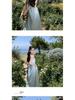 Elegant French-Style Sexy Backless Blue Spaghetti Strap A-line Beach Dress for Women