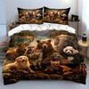 "Wildlife Animals Group Print" Bedding Duvet Cover Set Duvet Cover Pillowcases  (1*Duvet Cover 2*Pillowcases, Without Duvet Insert)