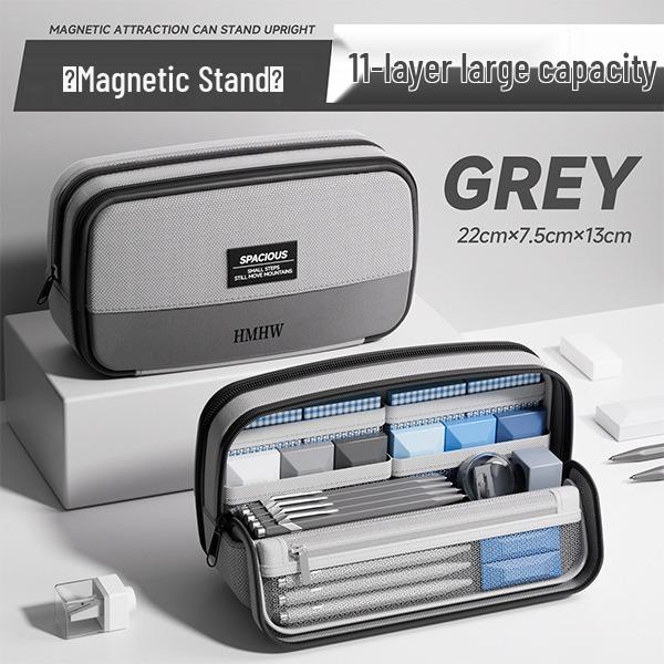 Premium Large-Capacity Magnetic Pencil Case: Unique Stand-Up Design for Primary School Students