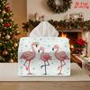 2D Flat 1pc, Tissue Box. Three Flamingos, One with a Sun On Its Head Patterned Napkin Tissue Dispenser, Reusable, Daily Desktop Tissue Storage Box. Su