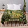 Emerald Green Vintage Astrology Poster | Alphonse Mucha  Throw Blanket