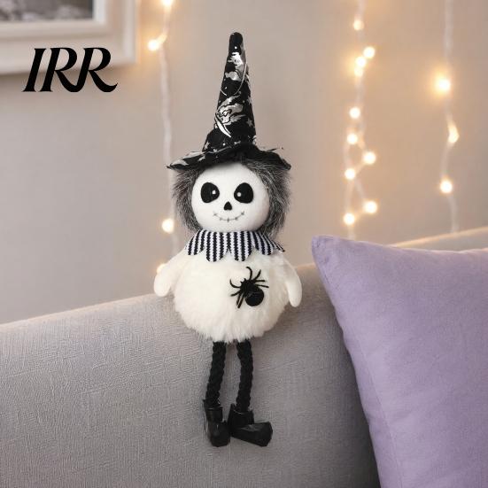 Seasonal Holiday Decoration Halloween Plush Pom Hanging Decoration, Pumpkin/Ghost/Black Cat/Witch Doll Witch Ornament for Tree, Porch, Window
