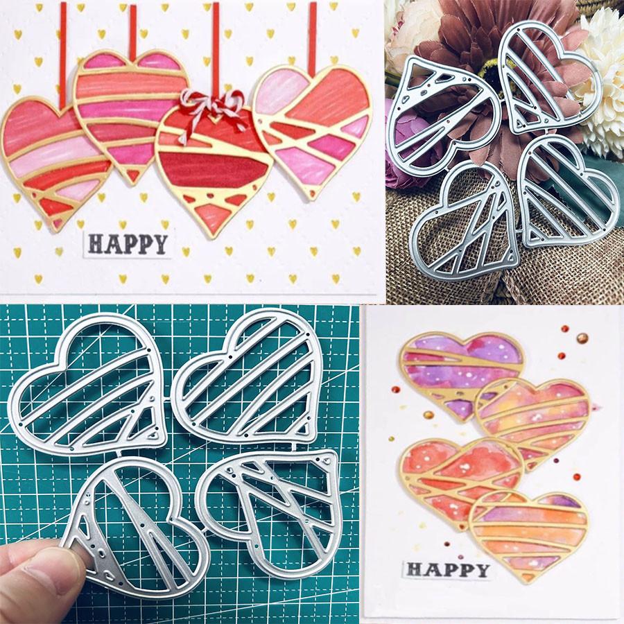 4pcs Love Hearts Metal Cutting Dies Stencils DIY Scrapbooking Embossing Paper Crad Decorative Craft Die Cut