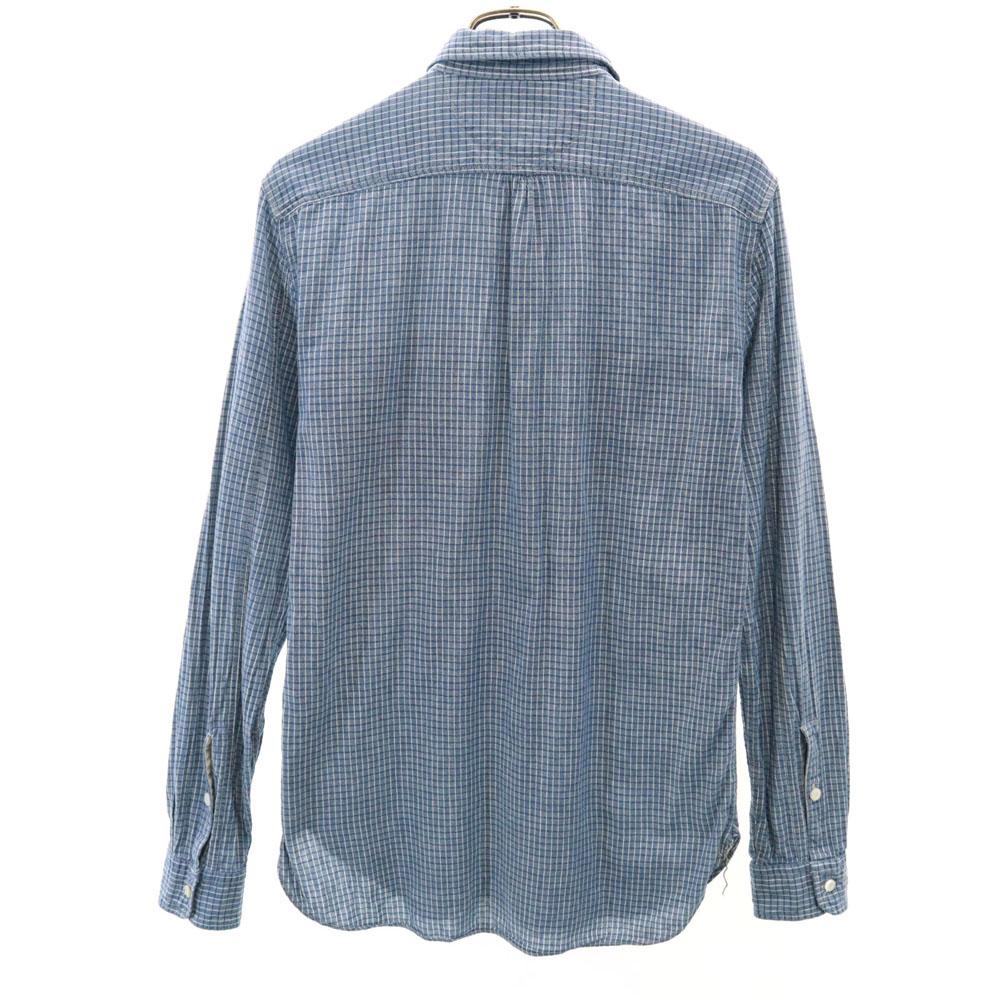 RRL Check Pattern Long Sleeve Hidden Button Down Shirt XS Blue Men's Used