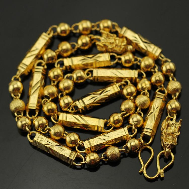 Durable Copper-Plated Gold Necklace, Sand Gold Design, Consistent Color, Masculine and Imposing, Fire-Tested for Quality.