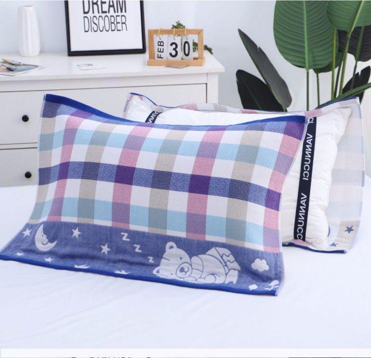 Yiwenwo Non-Slip Extra Large Cotton Gauze Pillowcase with Fixed Straps for Students & Adults