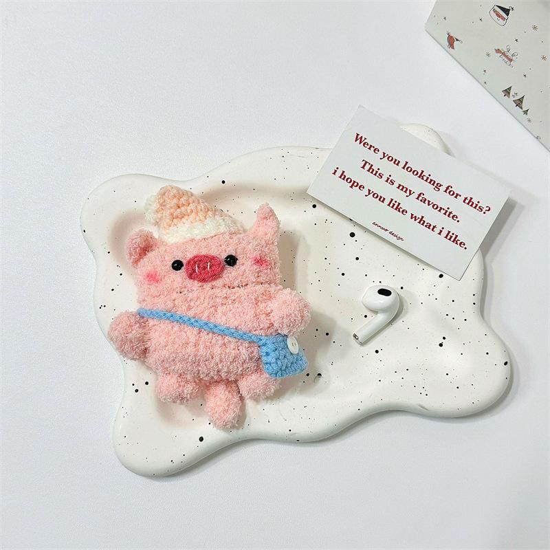 Knitted powder hat piggy AirPods pro1 apple bluetooth headset case 1/1 generation cartoon protective cover