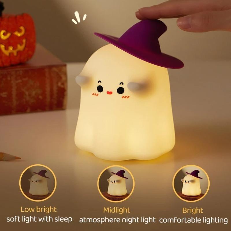 Cute Magician Night Light USB Rechargeable Bedside Nightlights Dimming For Children's Halloween Party Holiday Gifts Bedroom Deco