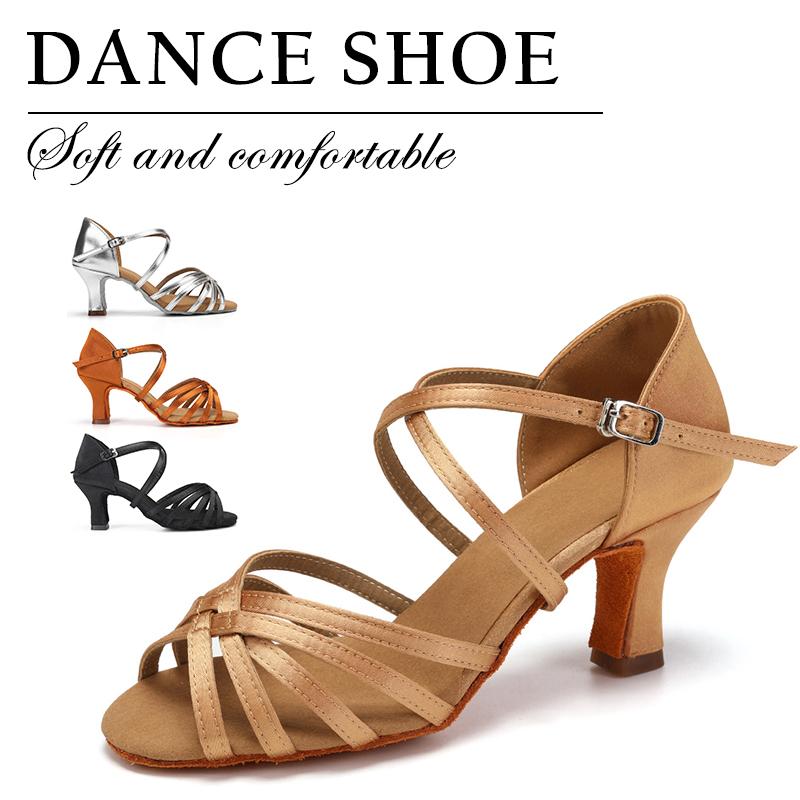 Buy Women Satin Latin Dance Shoes Ballroom Tango Performance Shoes