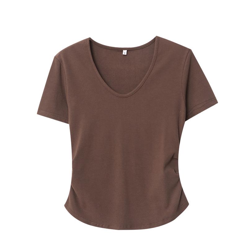 Sinan Kağıt Adam Lüks V Yaka Kısa Kollu; Pileli Bel, Dar Kesim, Düz Omuzlu Üst SN5745