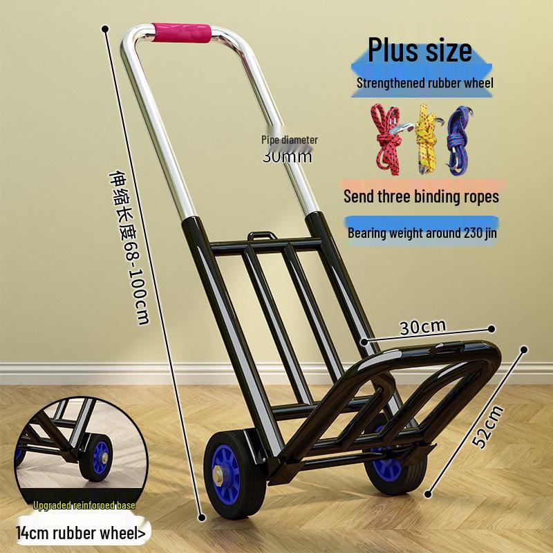 Carrinho de Mão Dobrável: Carrinho de Bagagem Portátil e com Suporte de Carga para Compras e Mercearia