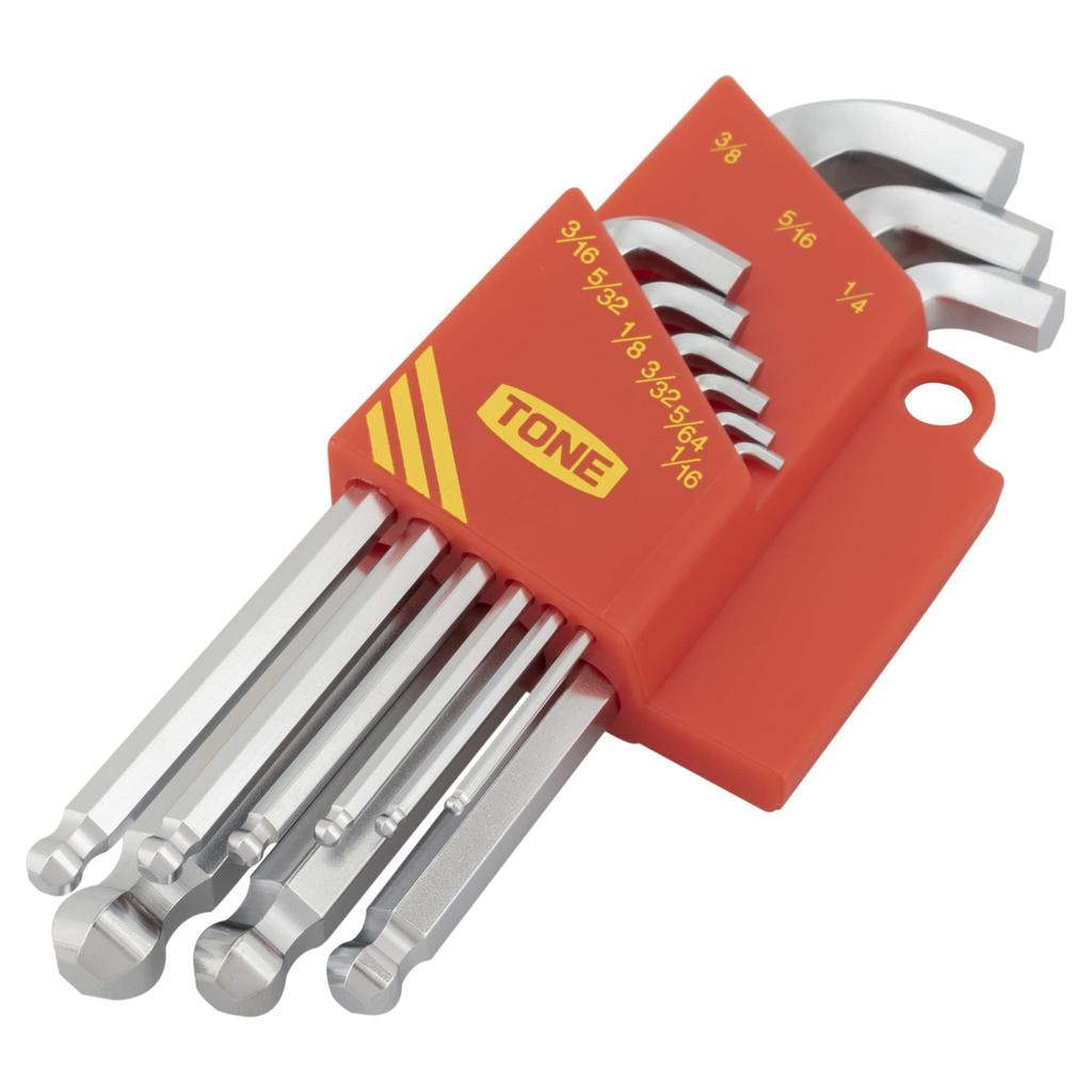 Tone BSB900S Short Neck Ball Point Wrench Includes 9 Pieces (TONE) L-Shaped Set, Inch,