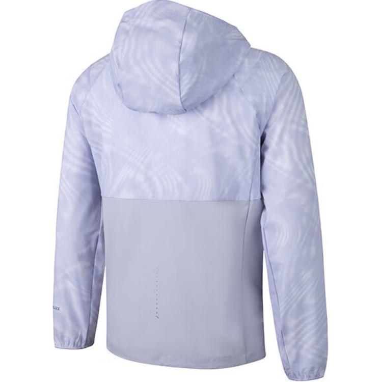 Anta Running Series Printed Spliced Zipper Hooded UV Protection Sports Jacket Women Jackets Cloud-Purple 162435601-1