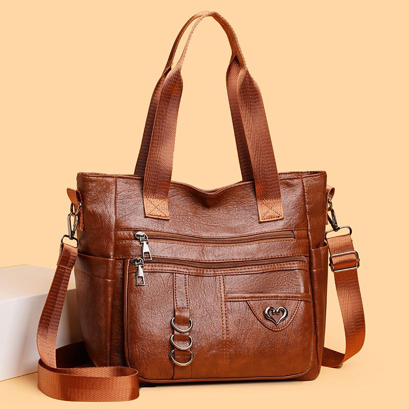 

Вместительная ручная сумка-тоут для женщин, повседневная и универсальная одноплечевая сумка через плечо коричневый