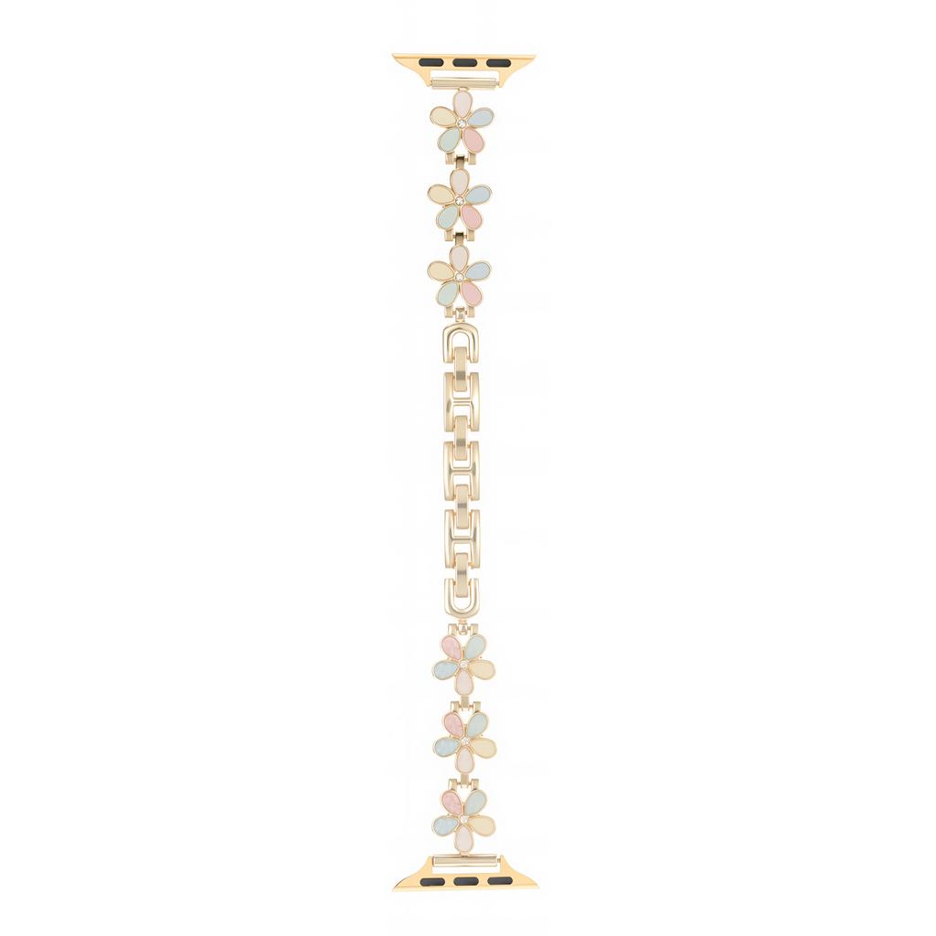 Metal Strap For Apple Watch Series 10 9 8 7 SE 6 5 4 3 2 1 42mm 41mm 40mm 38mm Five Petal Flower Bracelet Watch Band