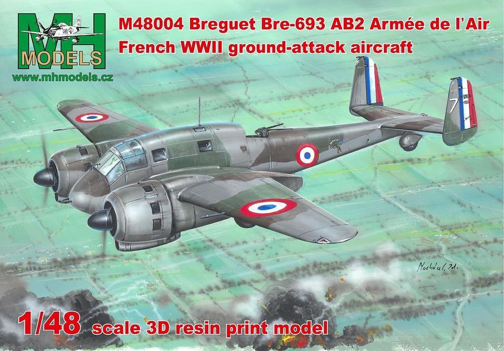 MH Models Scale Breguet 693AB2 WWII French Ground Attack Aircraft 3D Printer Kit MHZM48004 1/48 (Airplane)