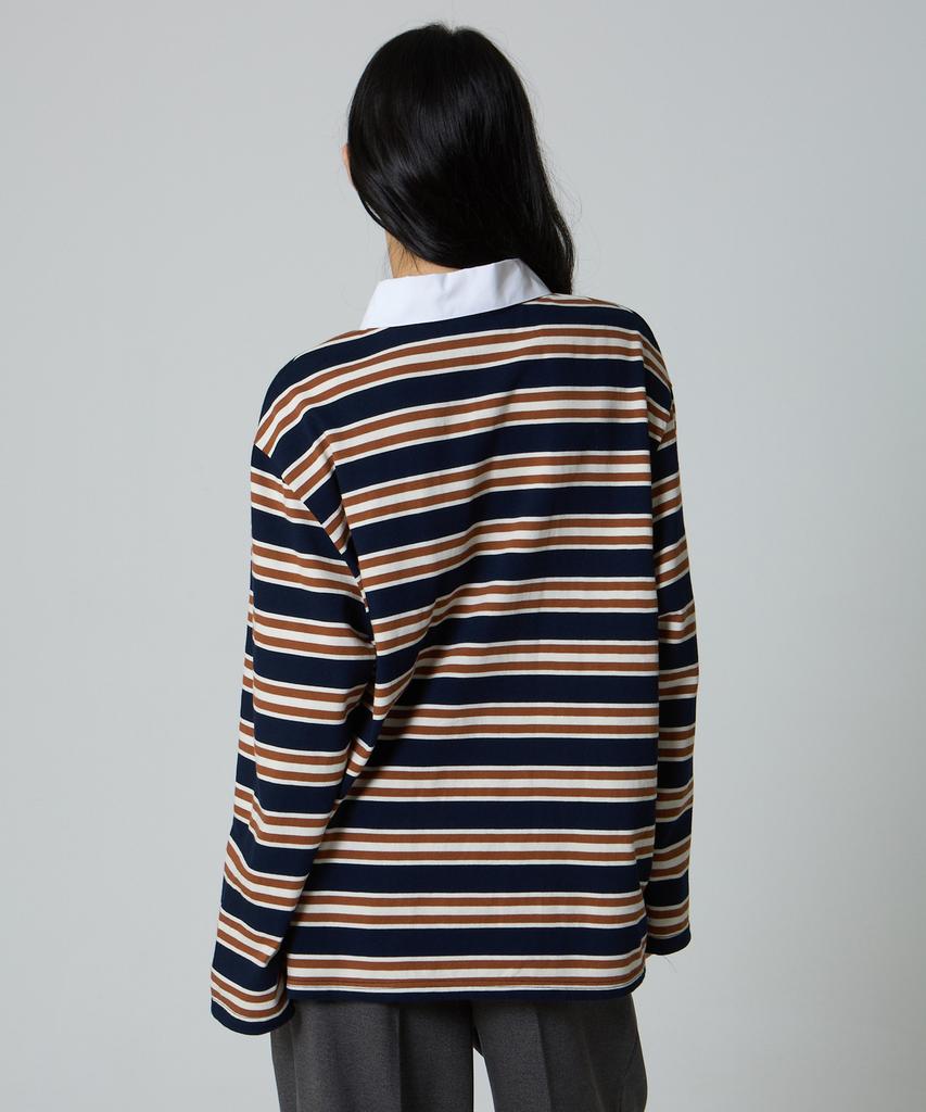 UNKNOWN PLANET Ivy Stripe Rugby Collar Shirt Brown