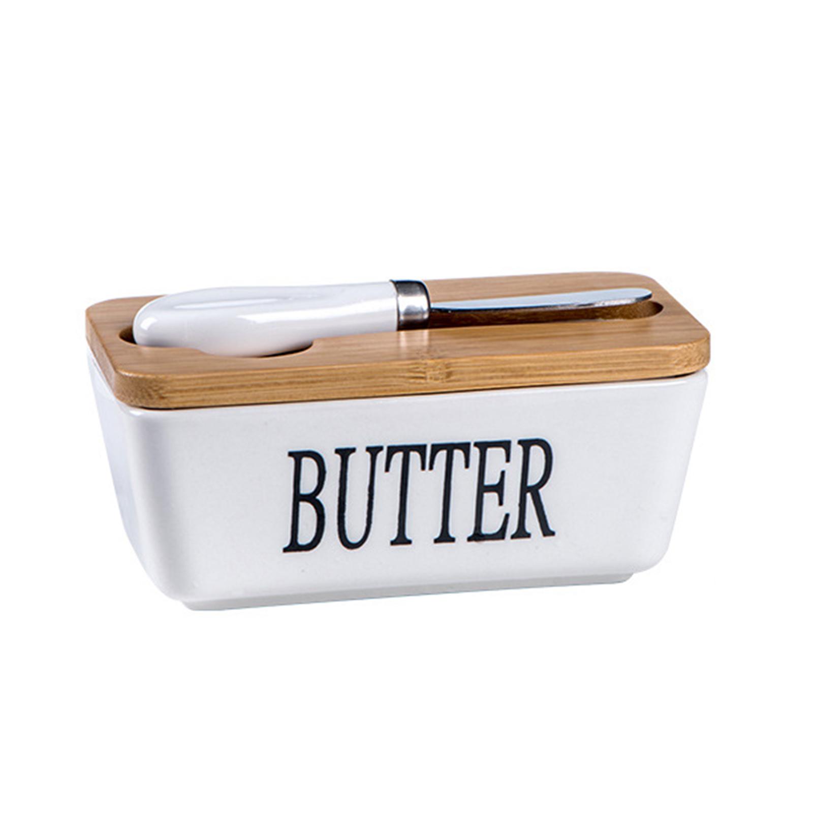 Ceramic Butter Dish With Lid Knife Butter Stick Holder Cheese Dessert Cake Tray Butter Stick Keeper Tray Home Container Butter Dish 350ML Butter Box Flat Knife