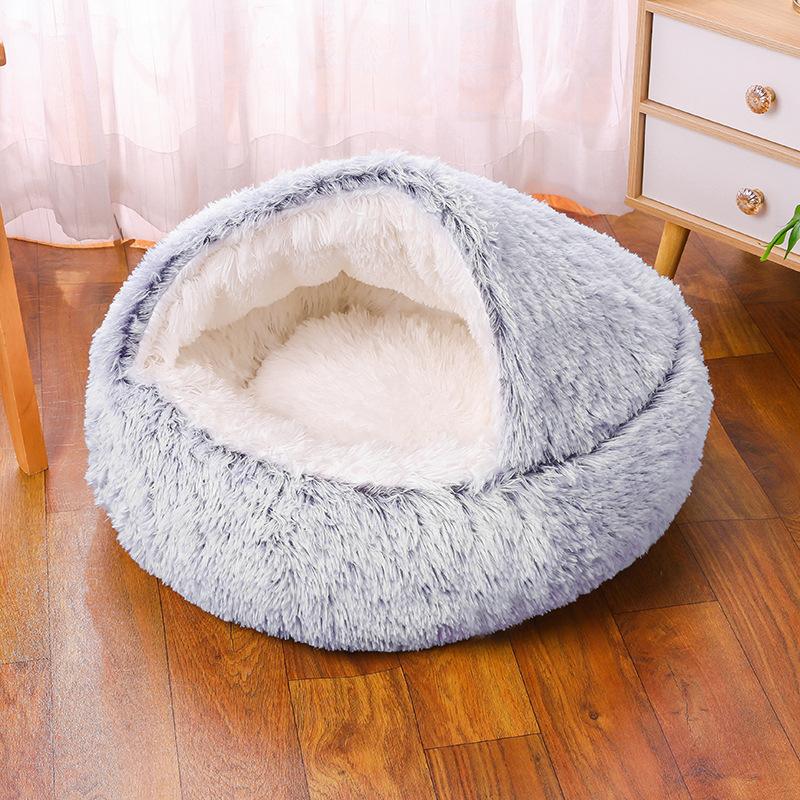 Pet Nest Winter Warm with Cover Pet Pad Anti-kick with Own Quilt Kennel Semi-closed Soft Half Pack Cat Nest