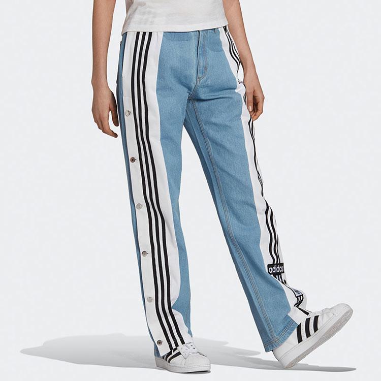Adidas Originals X Dry Clean Only Co-Branded Buttoned Casual Comfortable Sports Denim Pants Women Bottoms Blue H59020