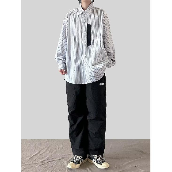 

Рубашка с длинным рукавом с буквенным принтом 2024 года в японском стиле в стиле Гонконга, свободная рубашка для мальчиков, летнее модное универсальное повседневное пальто 2XL светло-синий