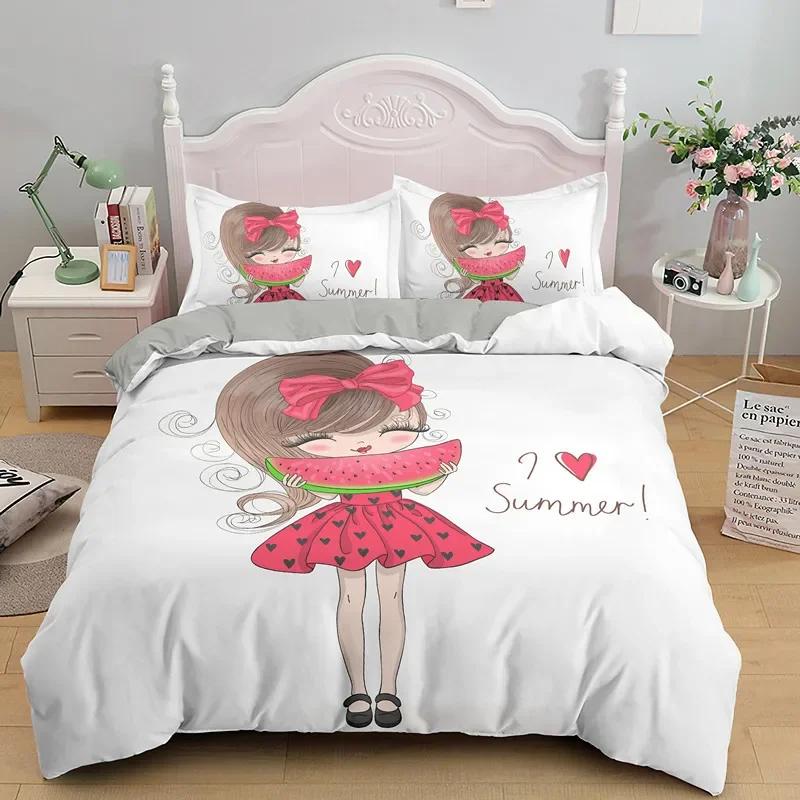 Cartoon Duvet Cover Beautiful Girls Bedding Set For Kids Teen Microfiber Princess Ballet Dancer King Quilt Cover With Pillowcase