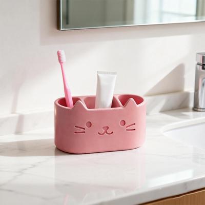Zahnbürstenhalter mit Cartoon-Katzenmotiv, multifunktionaler Badorganizer, Halter für Make-up-Pinsel, Stifte und Küchenutensilien