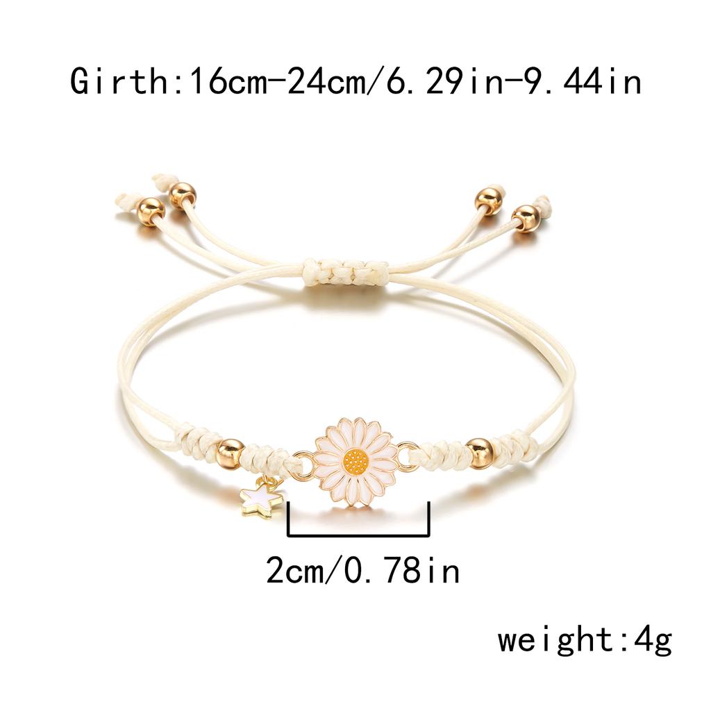 Boho Handmade Cartoon Star Flower Daisy Bracelet for Girl Women Strap Rope Bracelets Friendship Couples Jewelry Gift