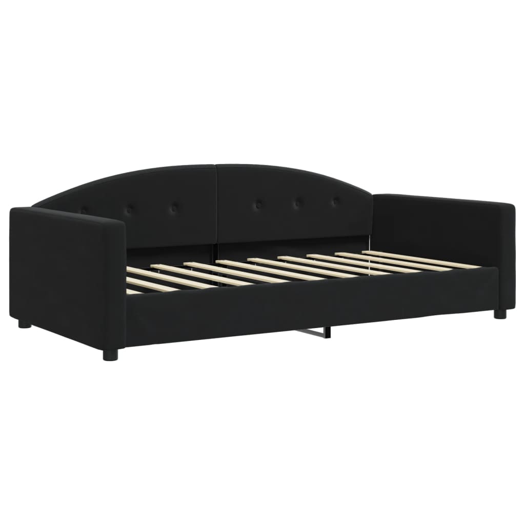 Extendable Daybed with Drawers Black 90x190 Cm Velvet