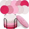 Drink Coasters with Holder, Absorbent Coasters for Coffee Table, Minimalist Cotton Woven Coaster Set for Home Decor Tabletop Protection .