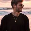 Cutting Flower Square Pendant Necklaces for Men Boys,60cm Stainless Steel Small Pendant Collars,Stylish Exquisite Jewelry Gifts