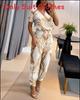 Polyester Geometric Print Casual Pantsuit For Womens Summer Office Wear