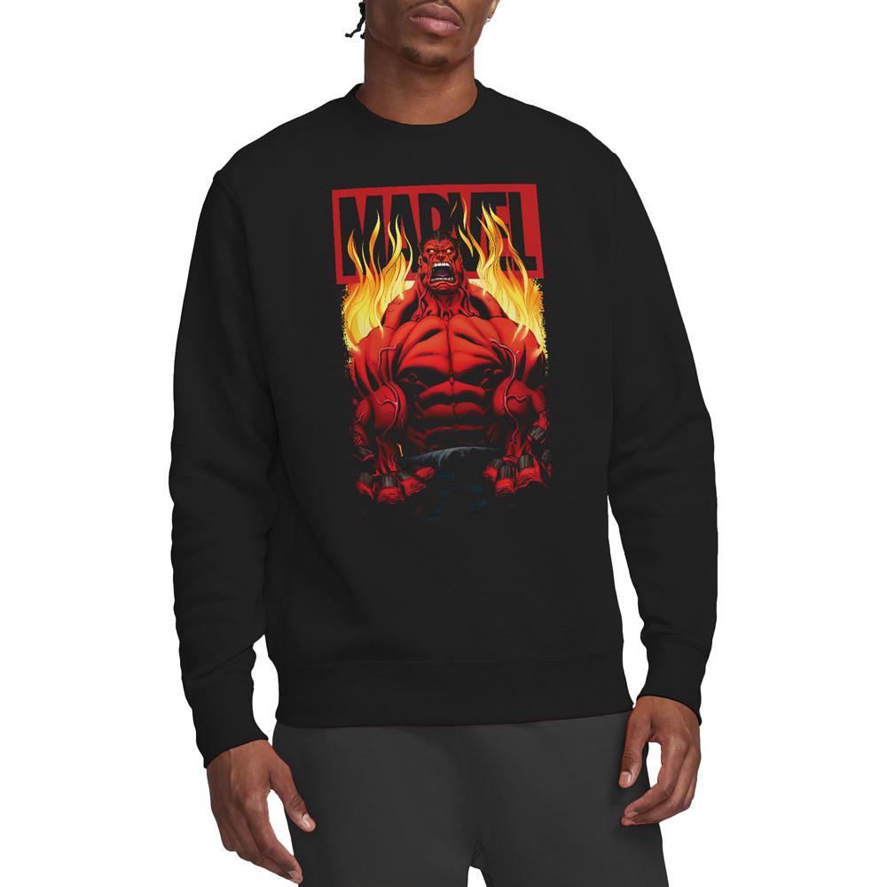 Marvel Unisex Adult Red Hulk Fire Sweatshirt