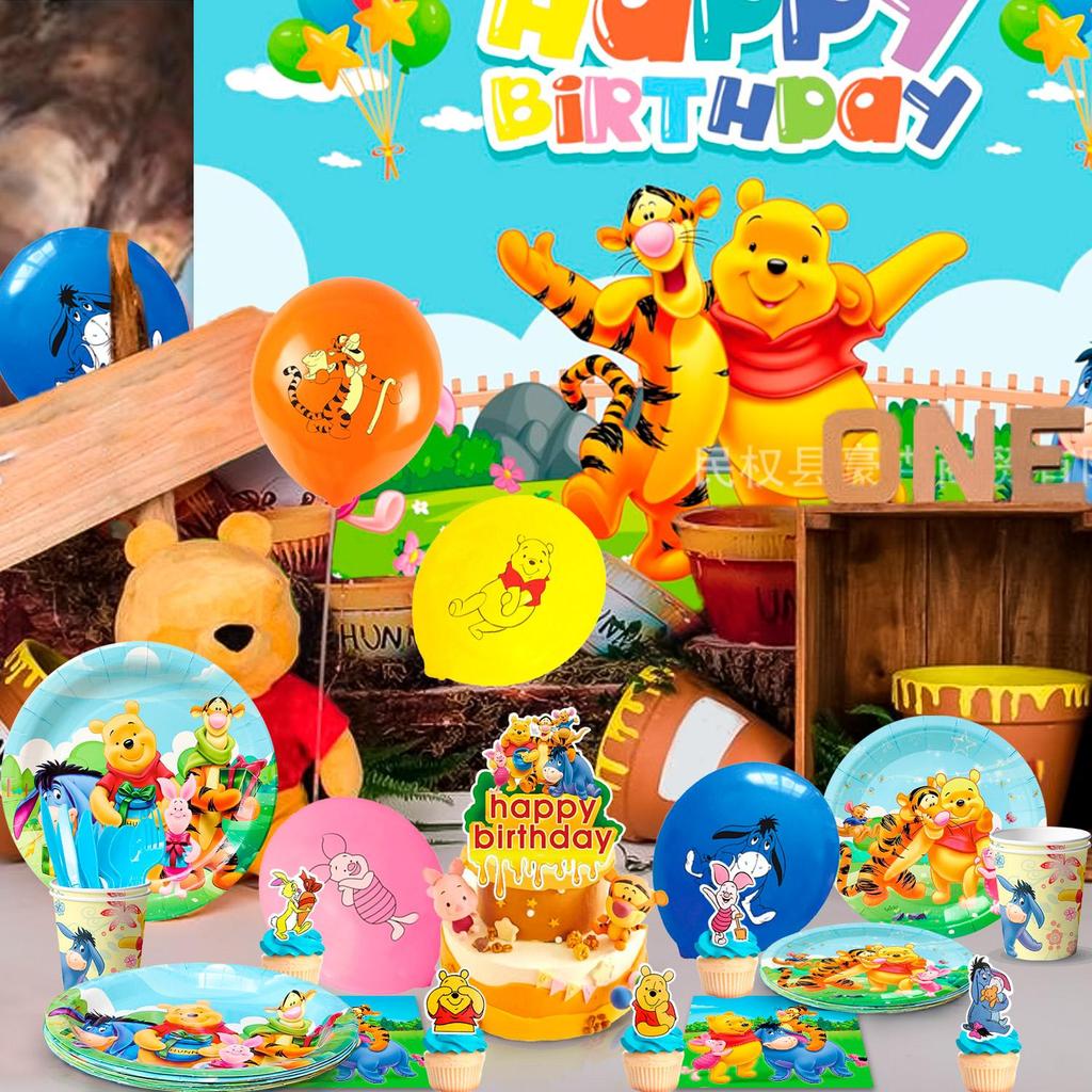 112Pcs Cartoon Birthday Party Supplies, Cartoon Party Decorations Set - Cartoon Tablecloth Balloons Backdrop Etc. Cartoon Party Birthday Decorations