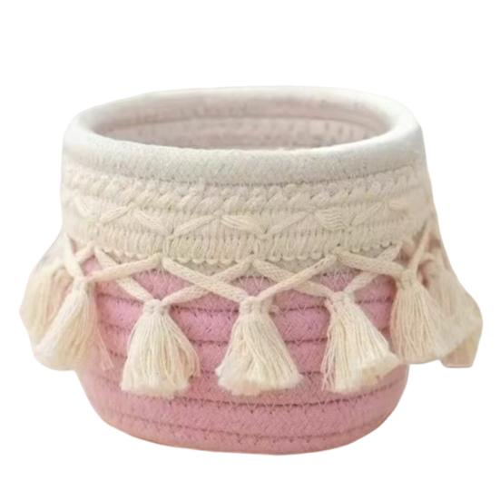 

Storage Box Large Capacity Thickened Storage Organizer Multipurpose Tassel Decor Container for Home Bedroom Living Room S розовый