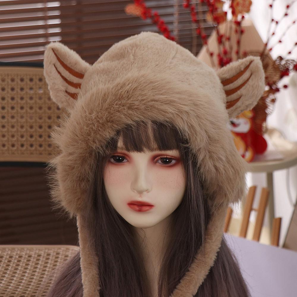 Winter Tiger Ears Hat Windproof Ear Protection Hat Cute Soft Fur Tiger Hat  Women