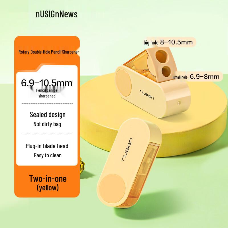 NUSIGN Manual Pencil Sharpeners Mini Large Caliber Dual-Hole