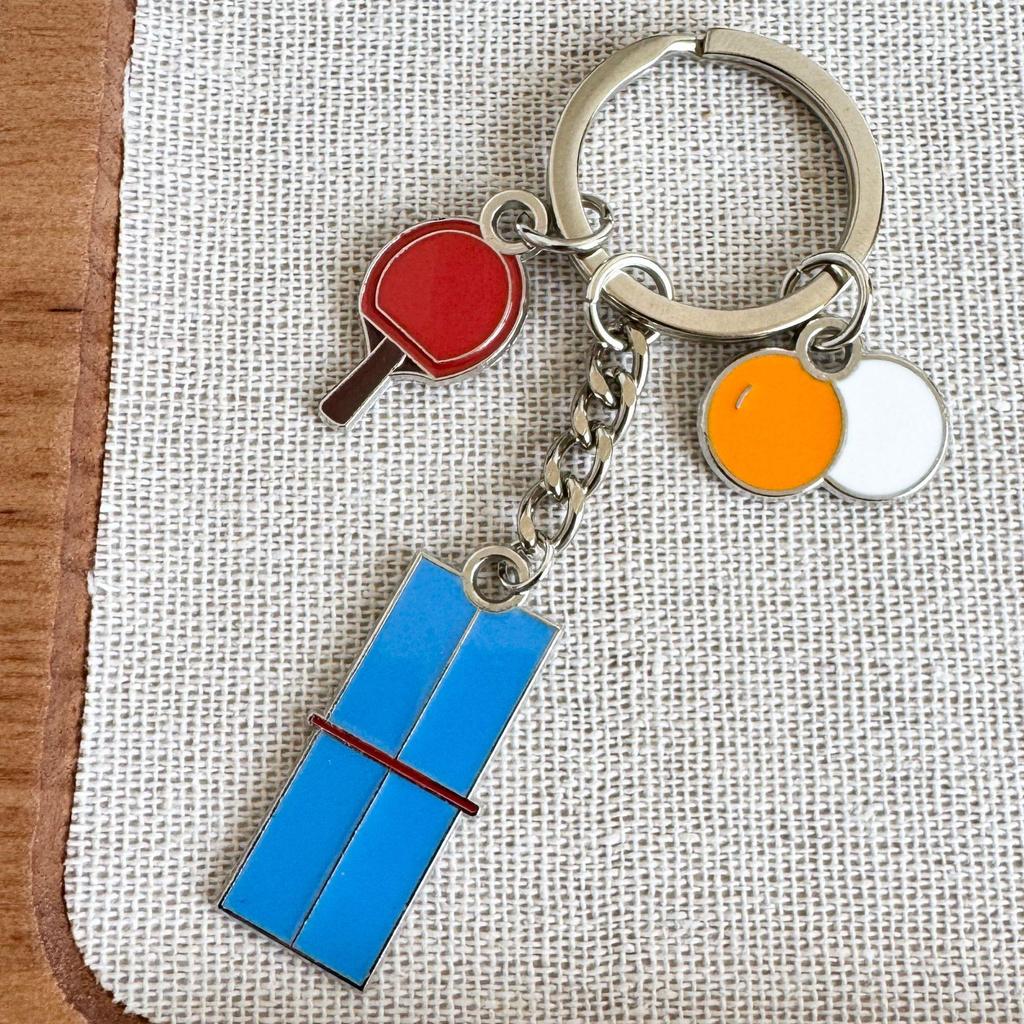 Creative Metal Sports Keychain Set: Ping Pong, Football, Badminton, Basketball Pendant