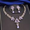 Purple Crystal Bridal Jewelry Sets Women Tiaras Bride Necklace Earrings for Wedding Crown Jewelry Set Prom