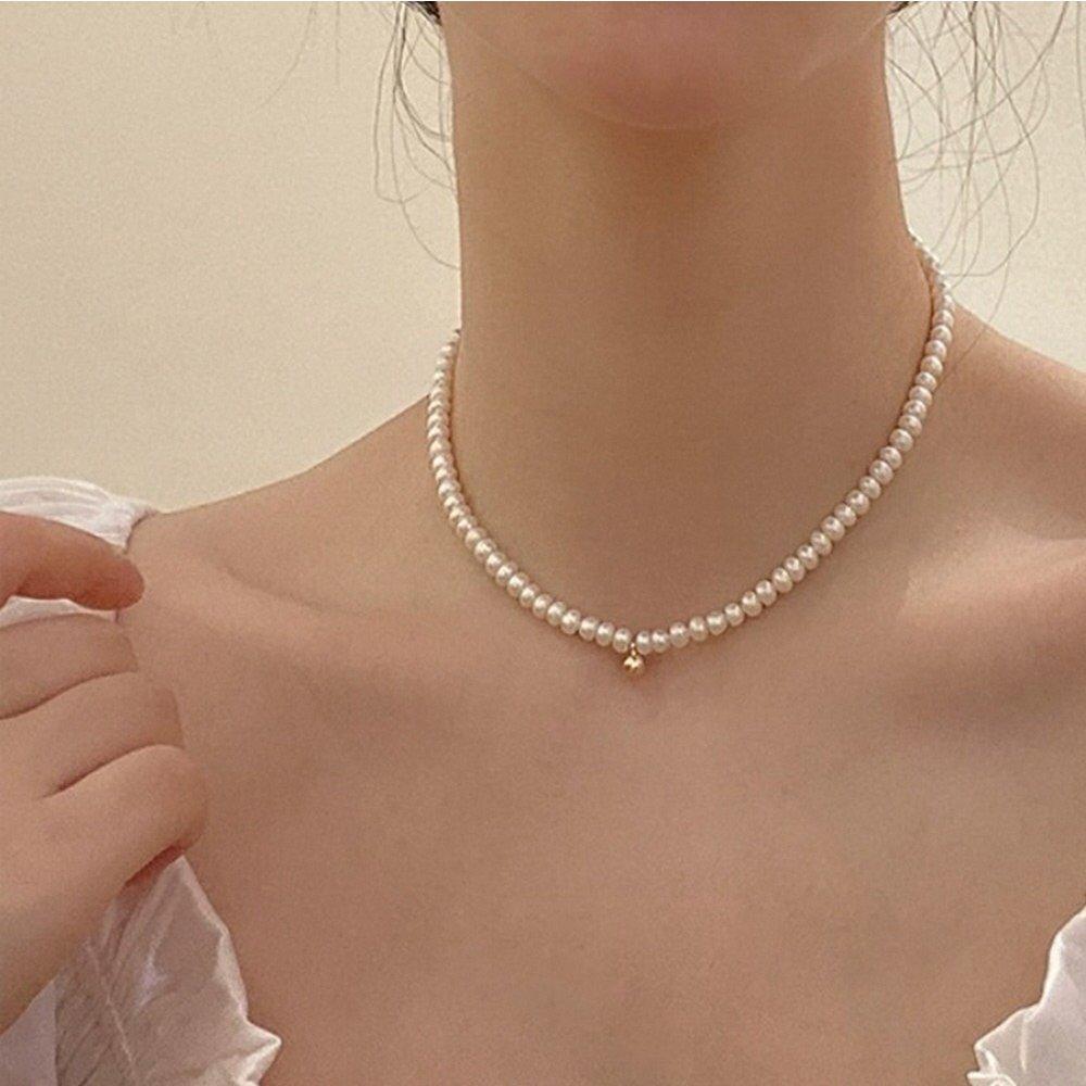 Sunny Friend 4X6mm Freshwater Pearl Necklace Women's Fashion Choker 1856