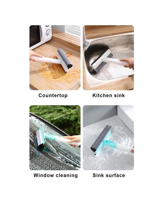 Window Glass Squeegee with Water Spray Non-Slip Handle Design Hanging Storage Multifunctional 3-in-1 Cleaner