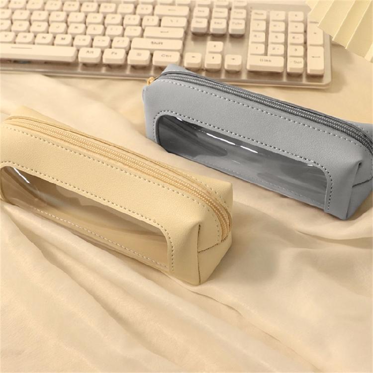 Waterproof PU Pencil Bag Clear Pen Pouch Zippered Pencil Case for Student