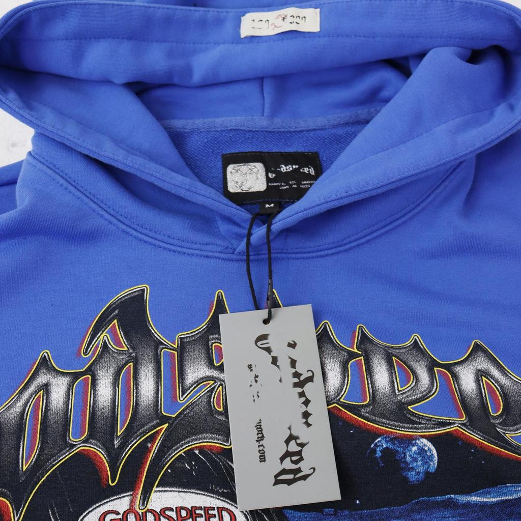 Godspeed Retro Skull Racer Hoodie - Washed-Out Street Rock Style