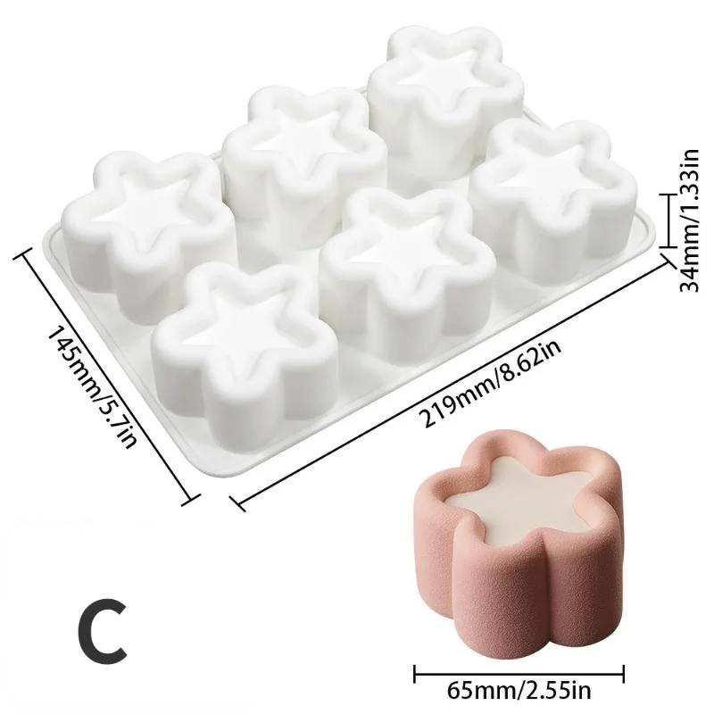 Creative Handmade Groove Flower Love Star Mousse Mold Round Square Cake Baking Silicone Mold Jelly Pudding Candle Molds