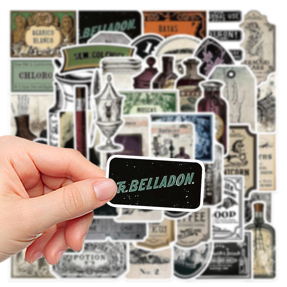 10/30/50pcs Vintage Potion Bottle Apothecary Label Stickers Cool Cartoon Decals Decoration Skateboard Notebook Phone Sticker Toy