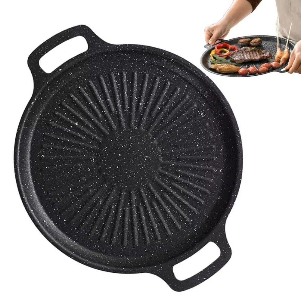 Non-Stick Korean Barbecue Pan Thick Roasting Grill Tray Portable BBQ Grill Pan  Kitchen Cookware
